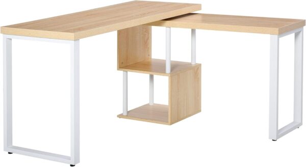 L-shaped rotating office desk and chair